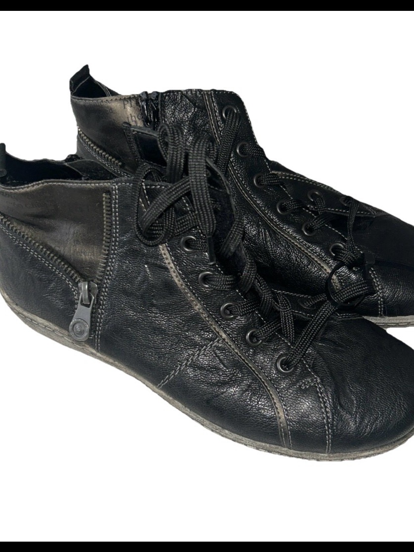 Remonte Black Leather Ankle Boots Side Zip Women’s Size 39 8.5 Us